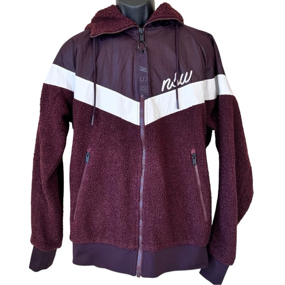 Nike Other - Nike Sportswear NSW Sherpa Windrunner Maroon Fleece Jacket 930316-659